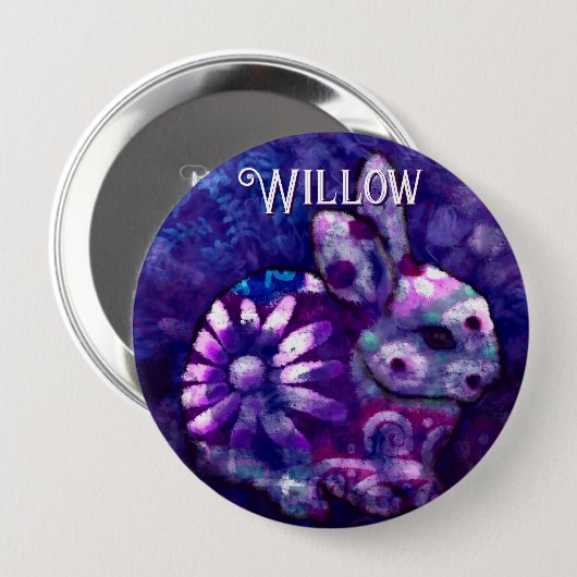 Badge Rond 10 Cm Whimsical Floral Bunny Rabbit Personalized (Devant & derrière)