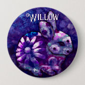Badge Rond 10 Cm Whimsical Floral Bunny Rabbit Personalized (Devant)