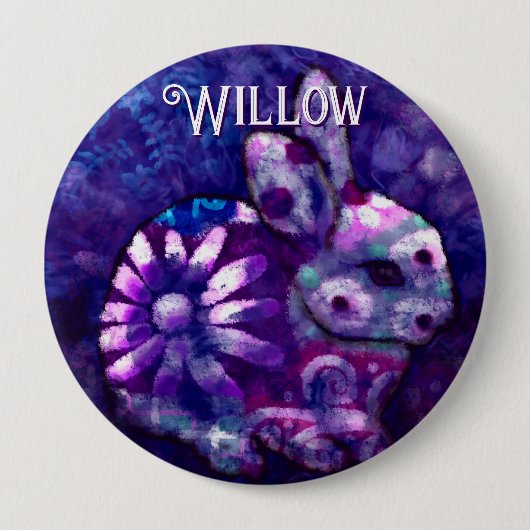 Badge Rond 10 Cm Whimsical Floral Bunny Rabbit Personalized (Devant)
