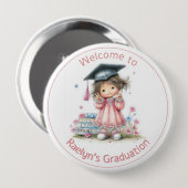 Badge Rond 10 Cm Whimsical Kindergarten Graduation Celebration  (Devant & derrière)