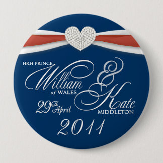 Badge Rond 10 Cm William et Kate - Pin royal de souvenir de mariage