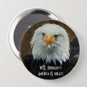 Badge Rond 10 Cm WTF Donald ? Eagle chauve (Devant & derrière)