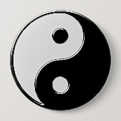 Badge Rond 10 Cm Yin Yang en noir et blanc (Devant)