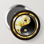 Badge Rond 10 Cm Yin Yang or sur noir (Devant & derrière)