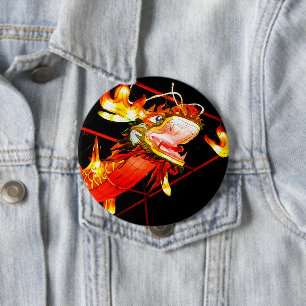 Badge Rond 10 Cm Zhulong dragon de feu