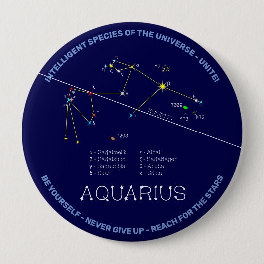 Badge Rond 10 Cm Zodiaque Aquarius (Devant)