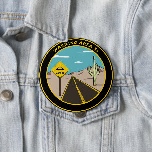 Badge Rond 10 Cm Zone d'avertissement 51 Nevada USA - Alien Lover I