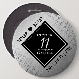 Badge Rond 15,2 Cm 11ème anniversaire de Mariage en acier