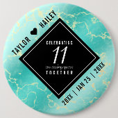 Badge Rond 15,2 Cm 11ème anniversaire de Mariage turquoise (Devant)