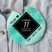 Badge Rond 15,2 Cm 11ème anniversaire de Mariage turquoise (En situation)