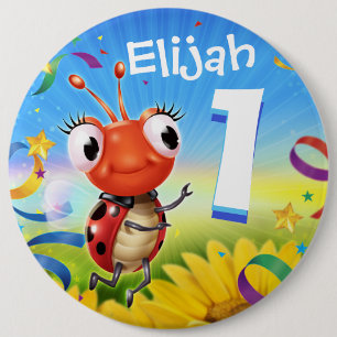 Badge Rond 15,2 Cm 1 an insigne d'anniversaire personnalisé Gamme Lit