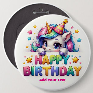 Badge Rond 15,2 Cm #2 Ajoutez votre texte /Joyeux Anniversaire