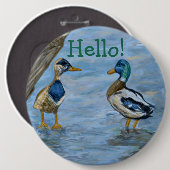 Badge Rond 15,2 Cm 2 Canards en Conversation (Devant & derrière)