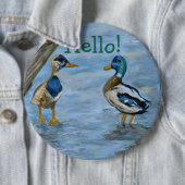 Badge Rond 15,2 Cm 2 Canards en Conversation (En situation)