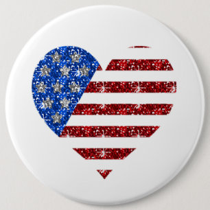 Badge Rond 15,2 Cm 4 juillet Coeur/Colossal, Bouton rond De 6 Pouces