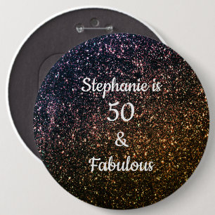 Badge Rond 15,2 Cm 50 Et Fabuleux Anniversaire Gold Black Parties sci