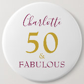 Badge Rond 15,2 Cm 50 et fabuleux Moderne 50e Anniversaire or violet (Devant)