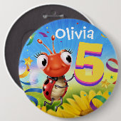 Badge Rond 15,2 Cm 5 ans Insigne d'anniversaire personnalisé Gamme Li (Devant & derrière)