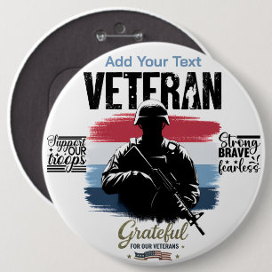 Badge Rond 15,2 Cm #5 Reconnaissants envers nos Vétérans