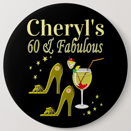 BADGE ROND 15,2 CM 60E ANNIVERSAIRE DE L'OR GLAMOREUX (Devant)