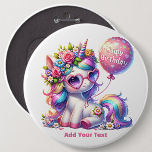 Badge Rond 15,2 Cm #6 Ajoutez votre texte /Joyeux Anniversaire
