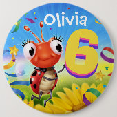 Badge Rond 15,2 Cm 6ans insigne d'anniversaire personnalisé Gamme Lit (Devant)