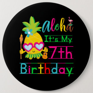 Badge Rond 15,2 Cm 7 Anniversaire tropical Hawaii Septième Anniversai