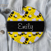 Badge Rond 15,2 Cm Abeille jaune et noire (En situation)