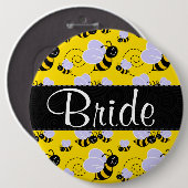 Badge Rond 15,2 Cm Abeille jaune et noire mignonne (Devant & derrière)