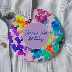Badge Rond 15,2 Cm Abstrait Multicolor Joyeux Bokeh anniversaire
