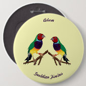 Badge Rond 15,2 Cm ADAM ~ Gouldian Finch ~ Personalised ~ (Devant & derrière)