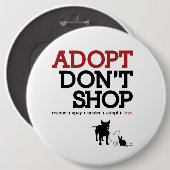 Badge Rond 15,2 Cm Adopt ne font pas des emplettes (Devant & derrière)