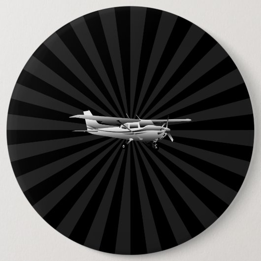 Badge Rond 15,2 Cm Aéronef Cessna Silhouette Flying Black Burning (Devant)