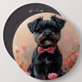 Badge Rond 15,2 Cm Affenpinscher avec Rose - Saint Valentin (Devant & derrière)