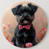 Badge Rond 15,2 Cm Affenpinscher avec Rose - Saint Valentin (Devant)