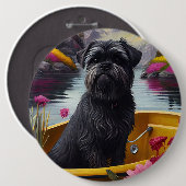 Badge Rond 15,2 Cm Affenpinscher Chien sur une pagaie : une aventure  (Devant & derrière)