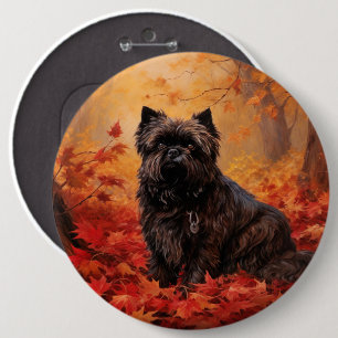 Badge Rond 15,2 Cm Affenpinscher en automne Feuilles automne Inspiré