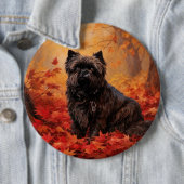 Badge Rond 15,2 Cm Affenpinscher en automne Feuilles automne Inspiré (En situation)
