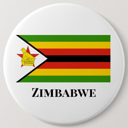 BADGE ROND 15,2 CM AFRIQUE : DRAPEAU DU ZIMBABWE (Devant)