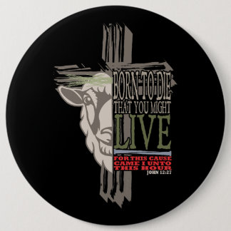 Badge Rond 15,2 Cm Agneau Sacrificiel Croix Ombre 3D Né À Mort