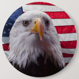Badge Rond 15,2 Cm Aigle et drapeau de l'American Bald