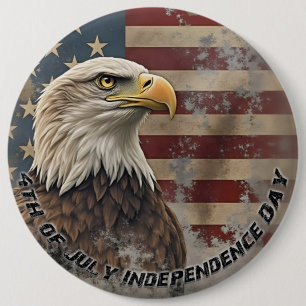 Badge Rond 15,2 Cm Aigle et drapeau majestueux - Esprit de liberté