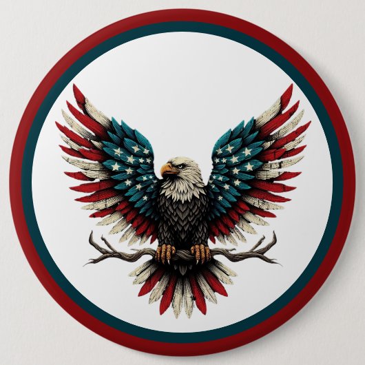 Badge Rond 15,2 Cm Aigle rustique patriotique américain/américain cha (Devant)