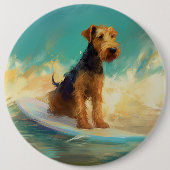 Badge Rond 15,2 Cm Airedale Beach Surf Peinture (Devant)