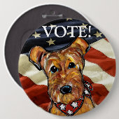 BADGE ROND 15,2 CM AIREDALE TERRIER (Devant & derrière)