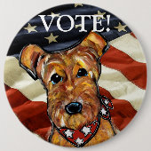 BADGE ROND 15,2 CM AIREDALE TERRIER (Devant)