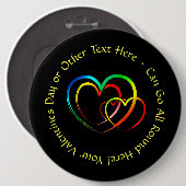 Badge Rond 15,2 Cm Ajouter des noms Message texte - Cœurs sur fond no (Devant & derrière)