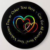 Badge Rond 15,2 Cm Ajouter des noms Message texte - Cœurs sur Noir Co (Devant)