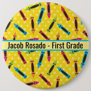 Badge Rond 15,2 Cm Ajouter votre texte - École/ Garderie Bouton rond