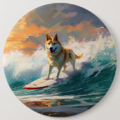 Badge Rond 15,2 Cm Akita Beach Surf Peinture (Devant)